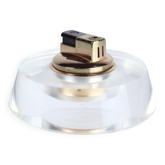 Table lighter in plexiglass and gold metal, Crespi style, 1970s.