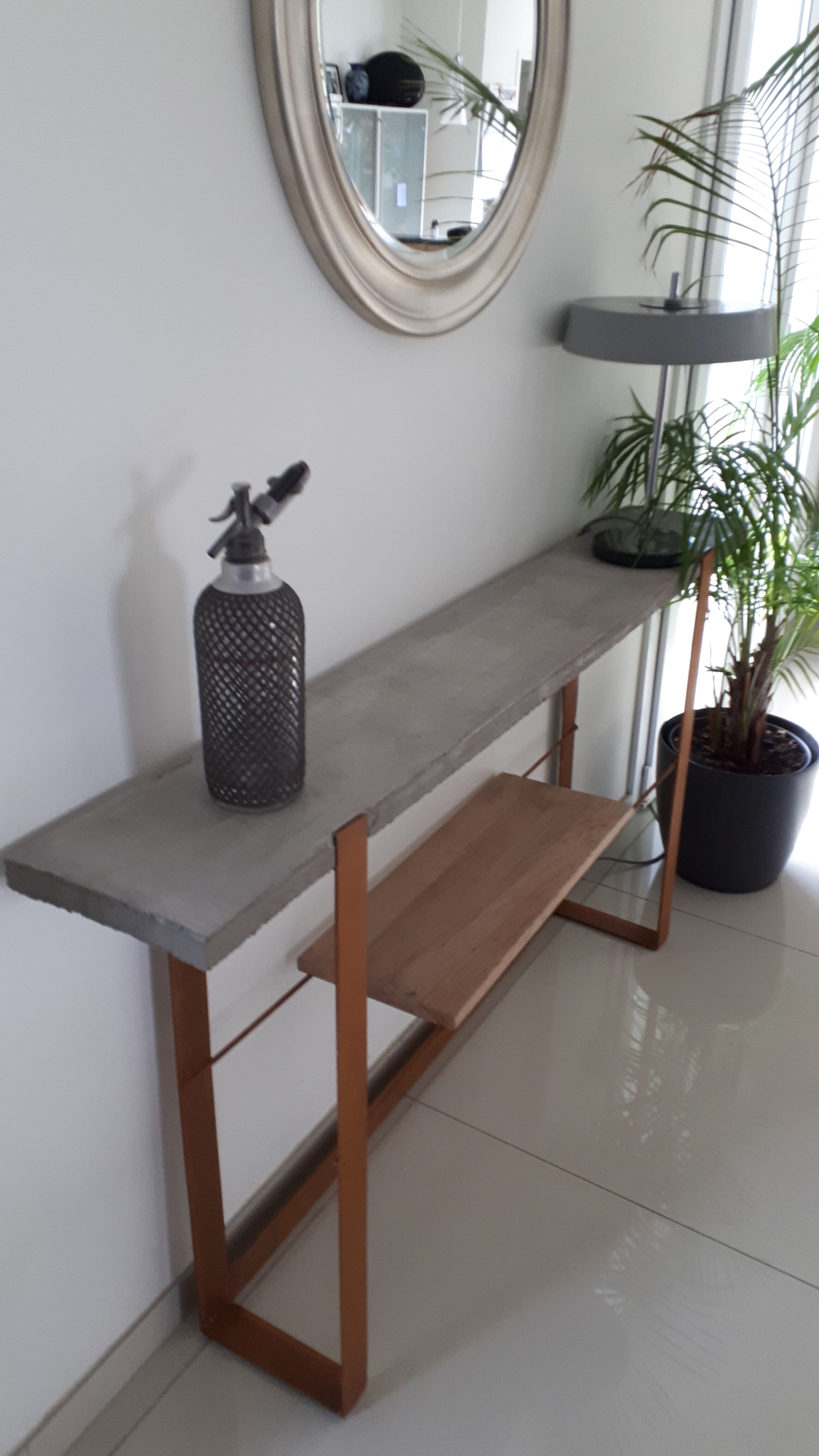 Console design vintage concrete steel corten