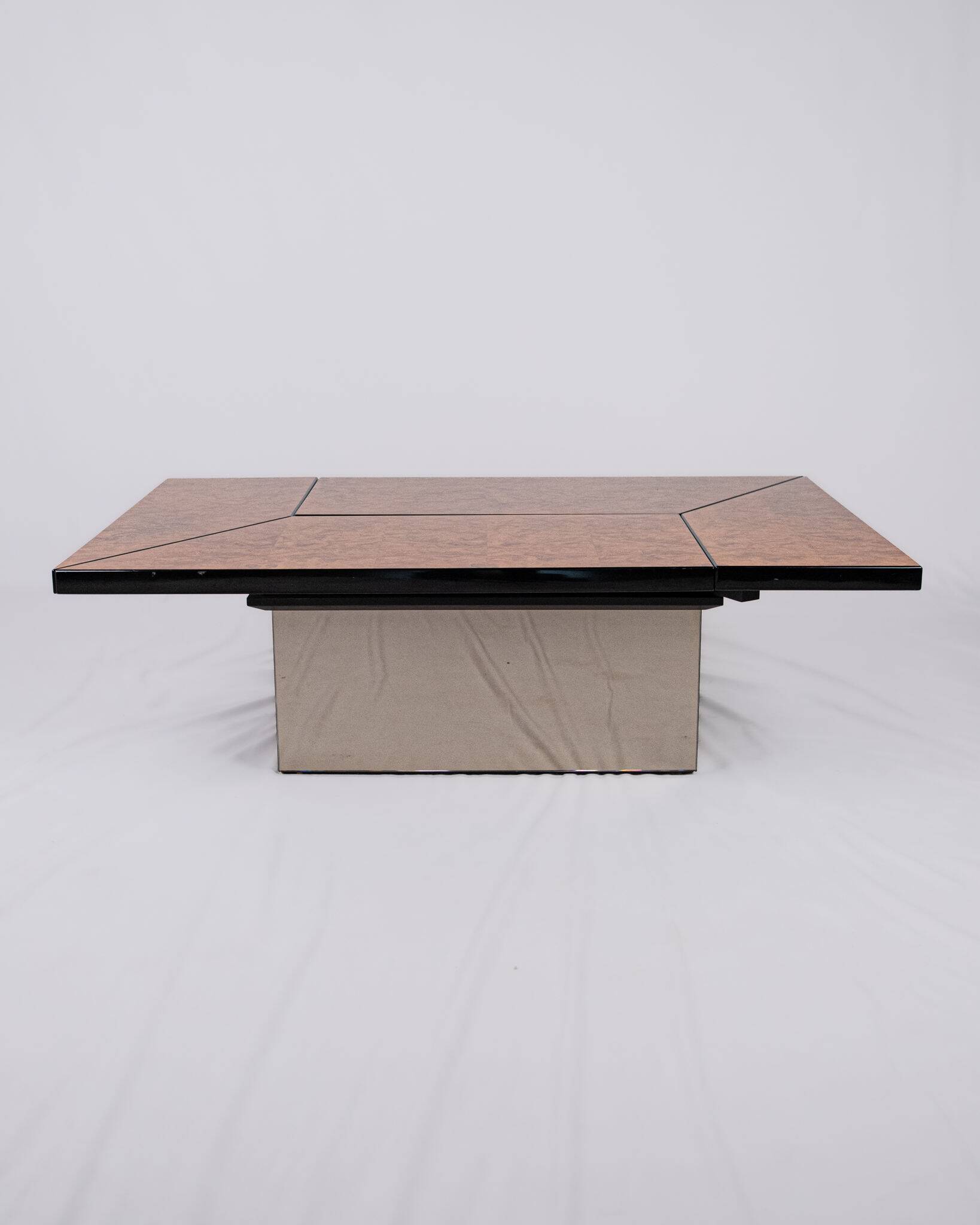 Table basse bar en loupe d'orme, Paul Michel pour Roche Bobois, 1980s