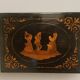 Sorrento marquetry box with a scene of three dancers in a medallion.