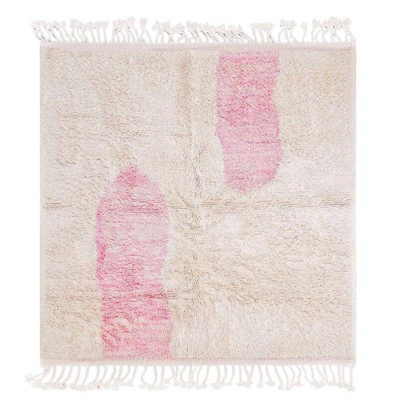 Handwoven natural wool rug, traditional artisan 2/3 m