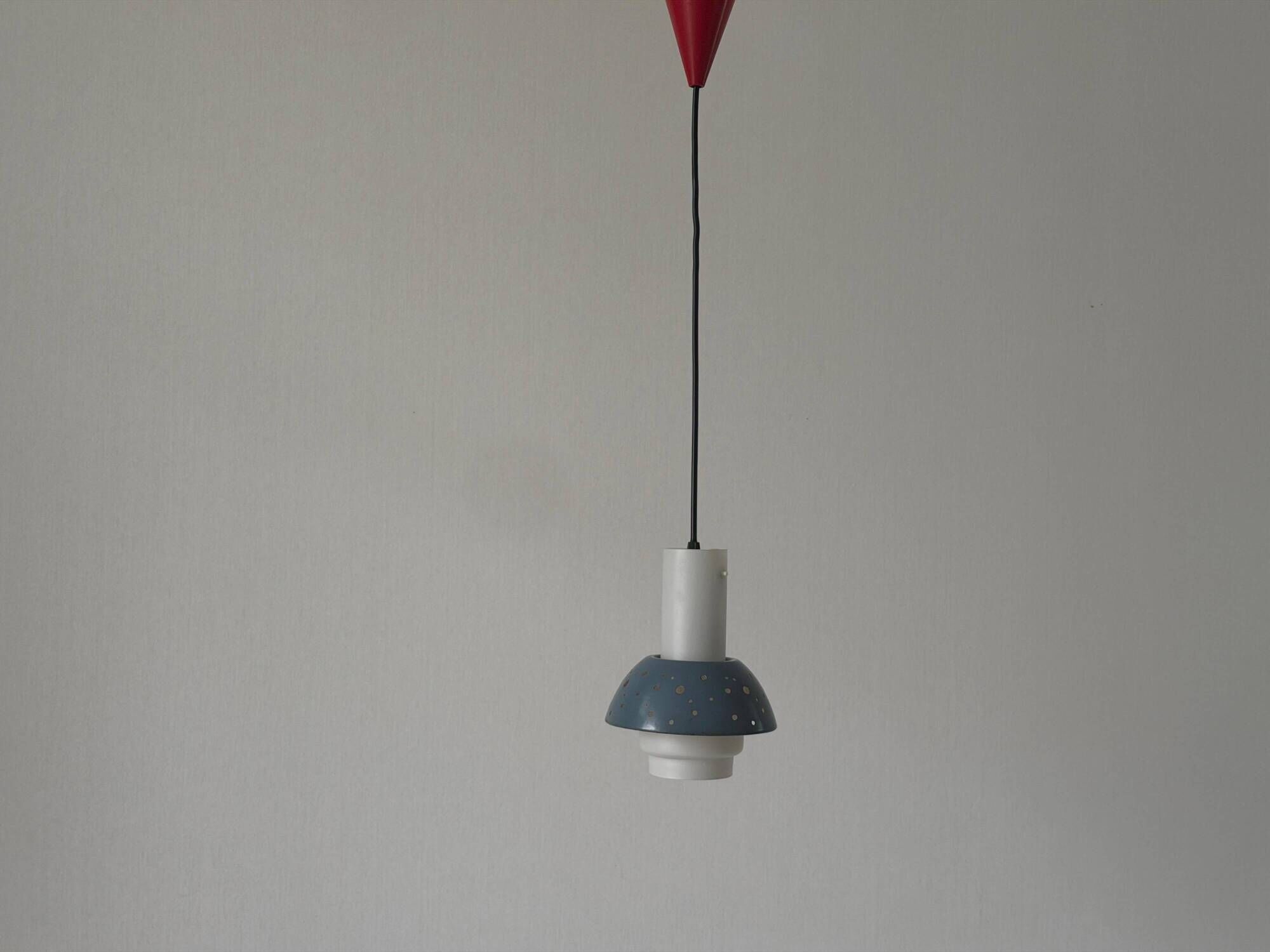Metal and blue glass ceiling light by Ernest Igl for Hillebrand, 1950s, Germany