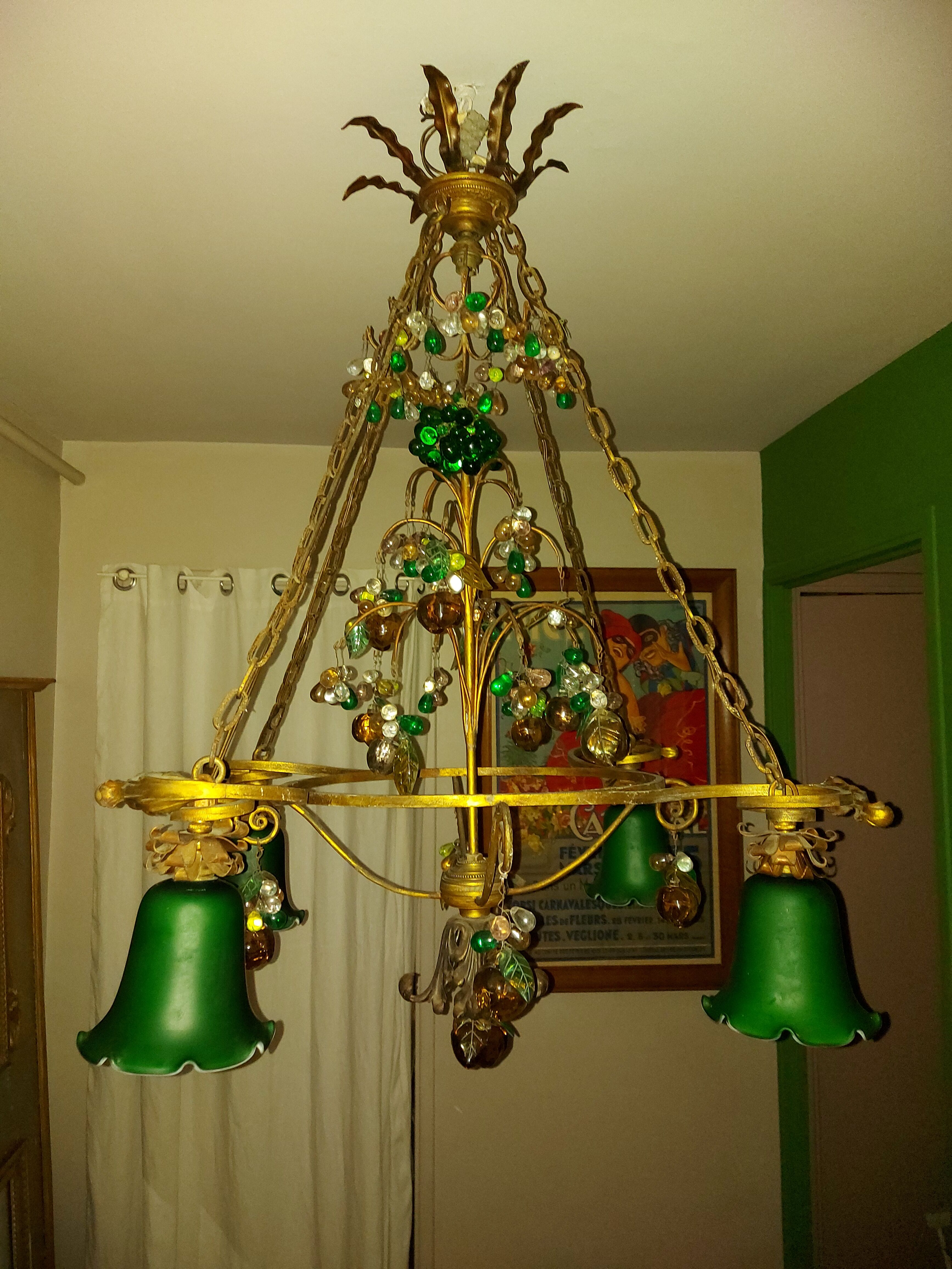 Very large art nouveau chandelier Murano (1 meter)