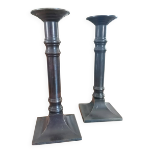 paire de bougeoirs en - bronze