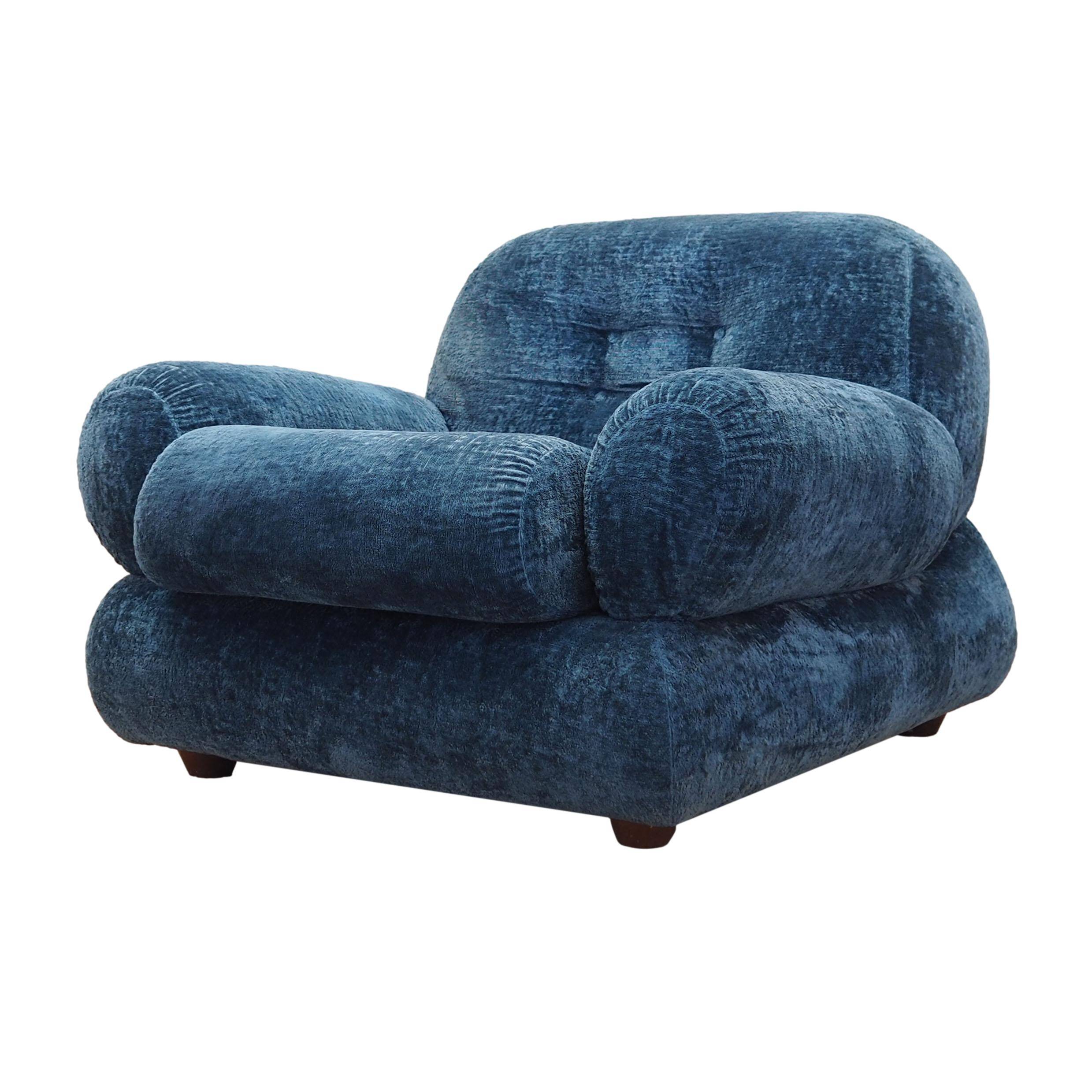 Blue armchair, Italian design, 1970s, production: Italy