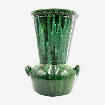 Vase Accolay a deux anses ceramique vintage