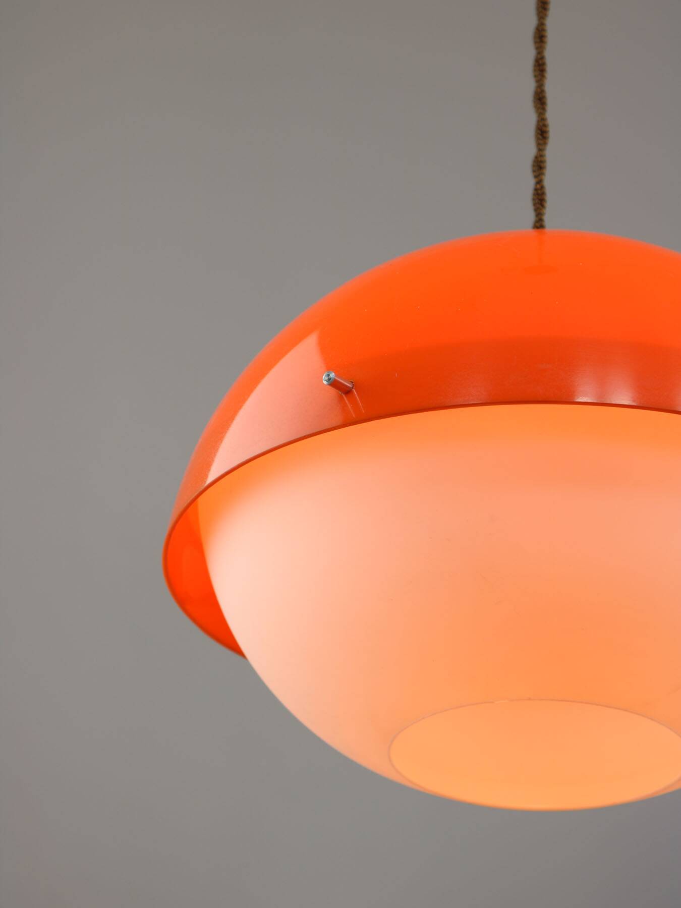 Italian Orange Acrylic Glass Pendant Lamp, 1970s