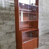 Danish teak library, display cabinet, shelves 1970