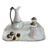 Ancien plateau service vinaigre salière