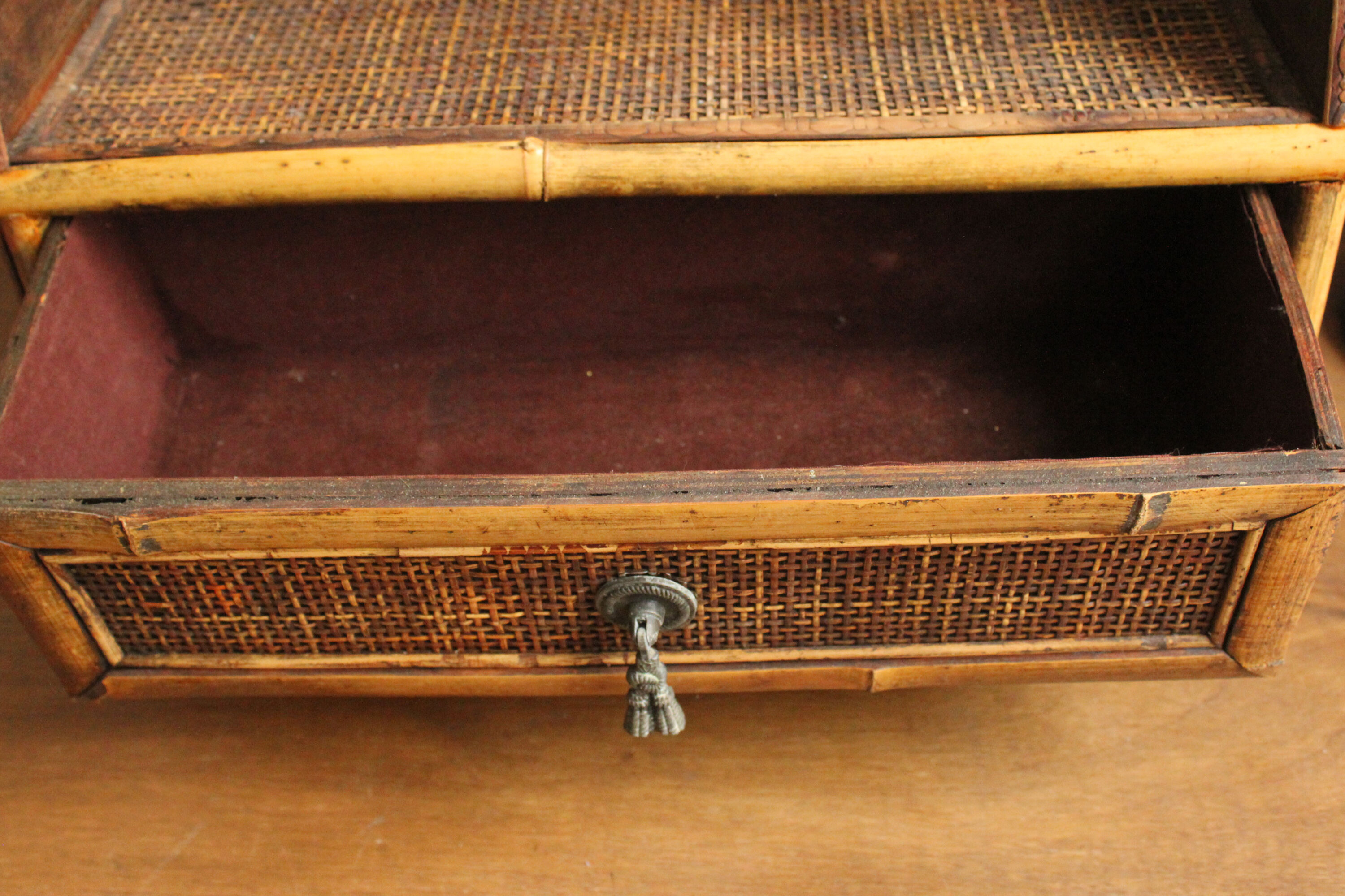 Office or bedroom storage furniture in rattan and wicker
