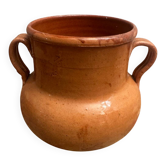 Old pot with handles in glazed Provençal pottery