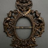 Bronze frame nineteenth Napoleon III richly decorated with macaroons