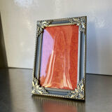 Vintage Silver & Grey Metal Picture Frame convex glass