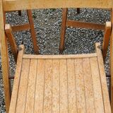 Set of 6 folding chairs in solid beech from the 70s