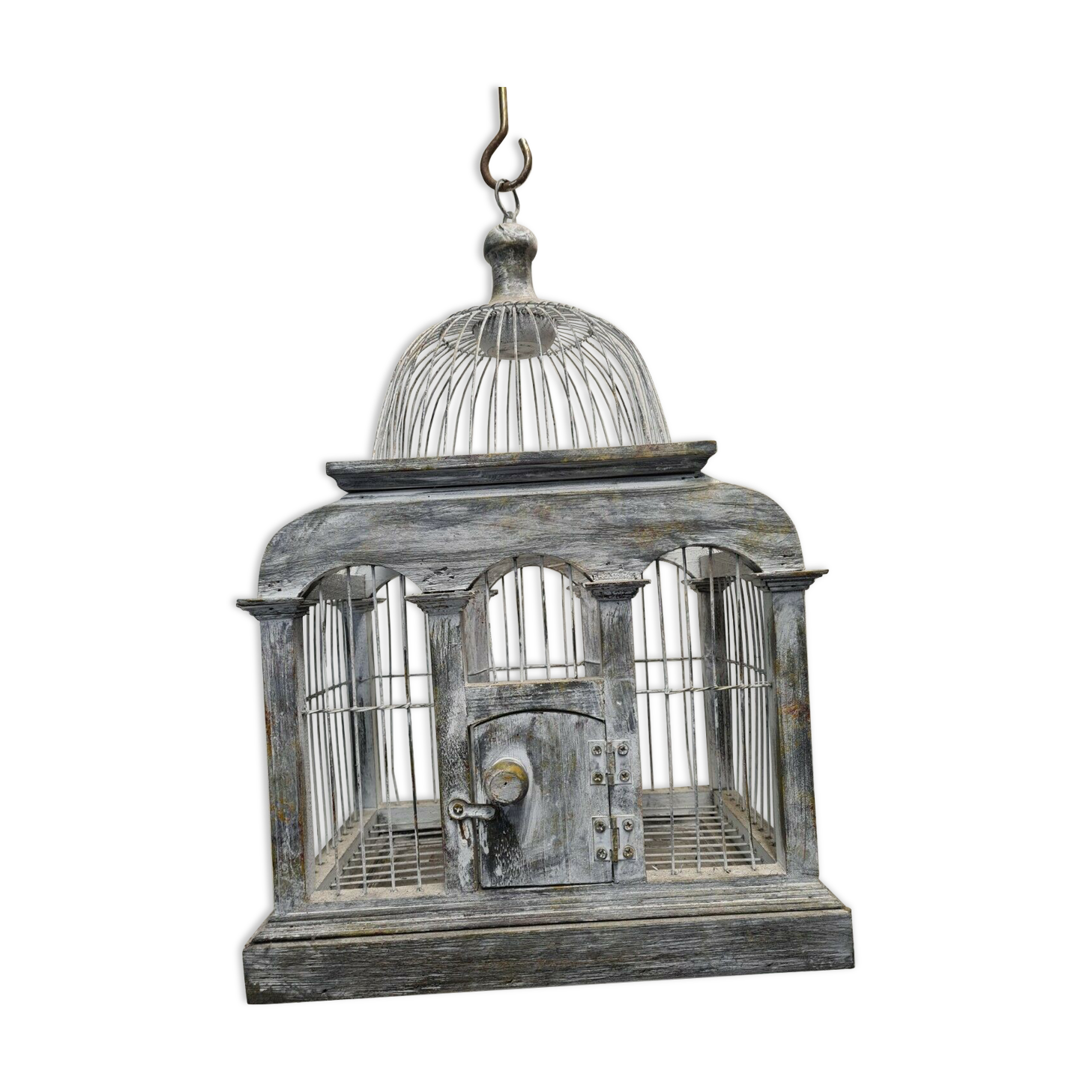 Iron and wood bird cage