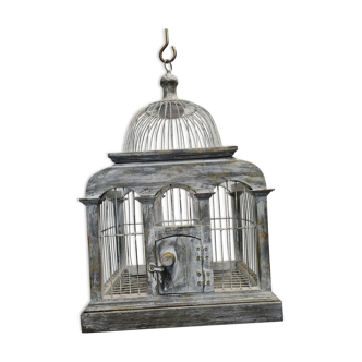 Iron and wood bird cage