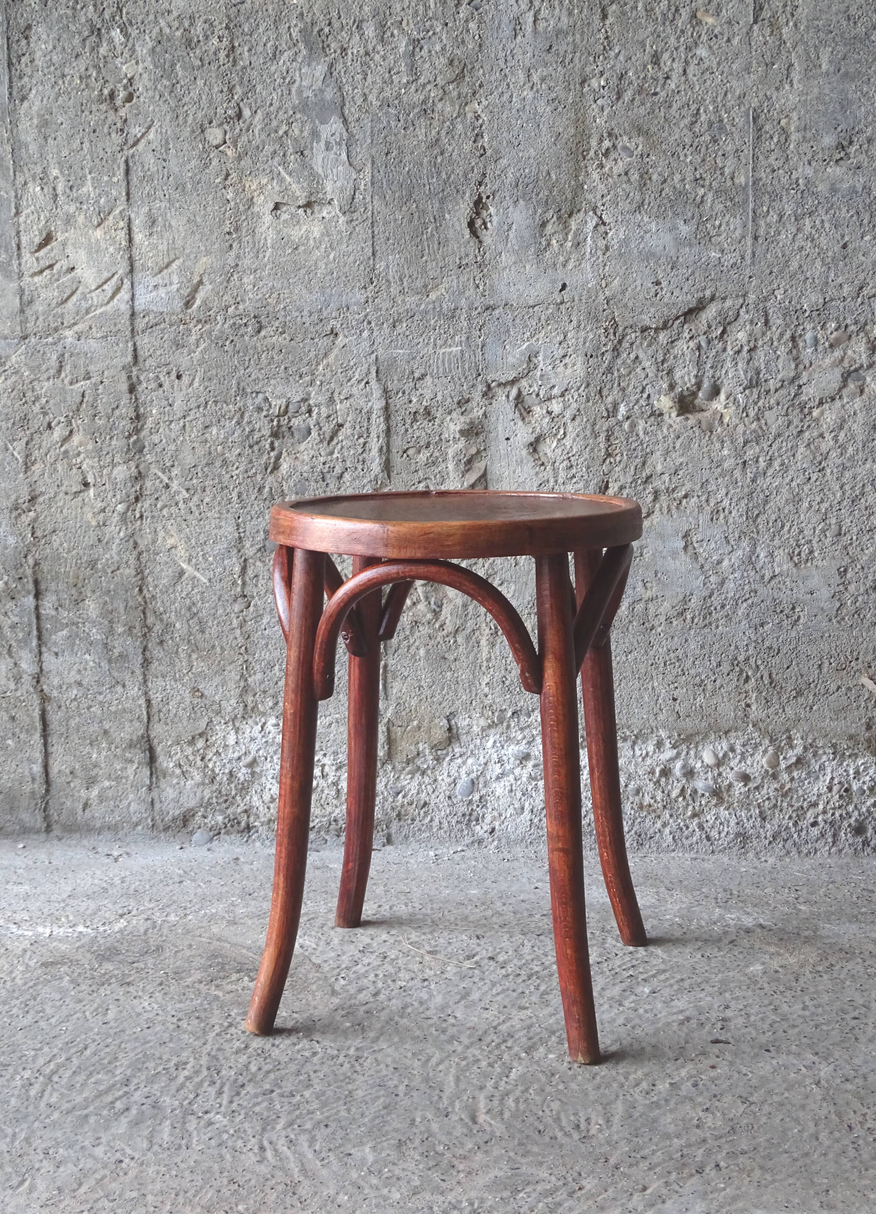 Bistro stool with thermoformed wooden seat, 1920