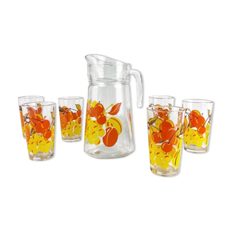 Service to orangeade fruit pattern 70s