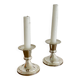 Pair of silver metal candle holders