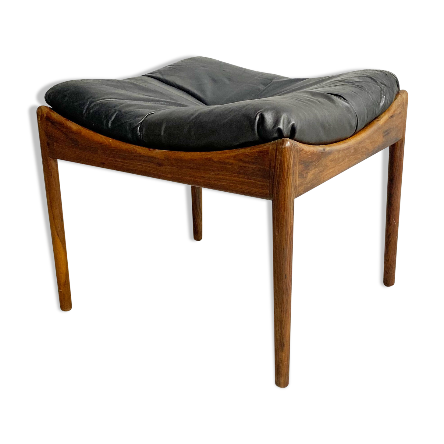 Danish Leather and Rosewood 'Modus' Ottoman by Kristian Vedel, c.1960