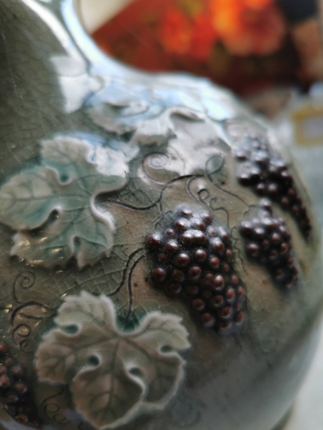 Boîte En étain Française à Décor De Grappe De Raisin - Déco Vintage