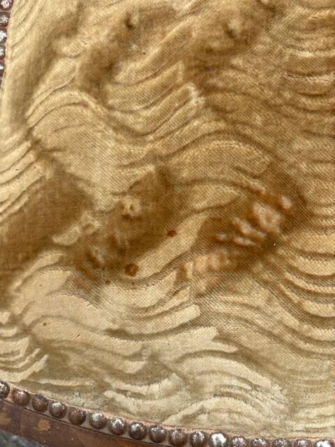 pair of beige velvet Art Deco / vintage chairs