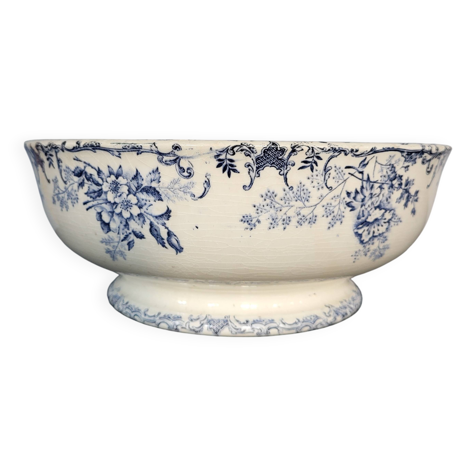 Floréal ironstone salad bowl on pedestal
