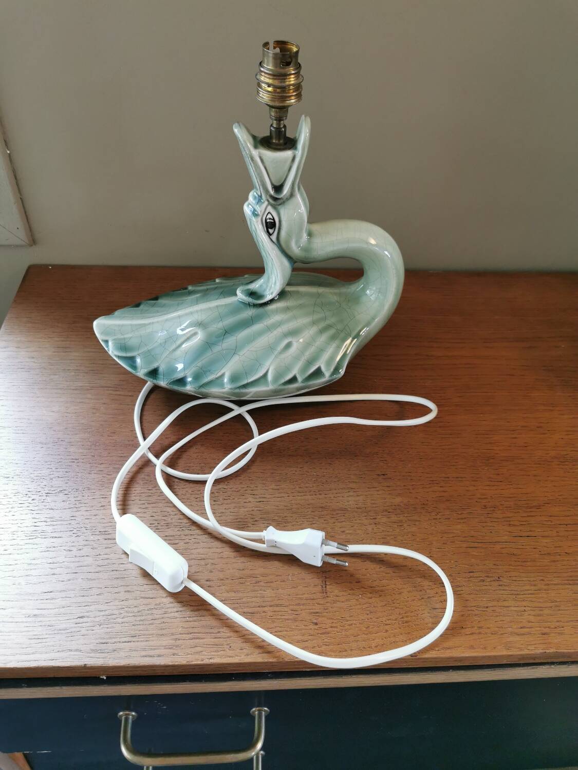 Vintage ceramic bird lamp base from Charolles