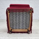 1970s, Danish armchair, red furniture velour, ash wood.