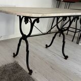 Antique marble and cast iron bistro table – Large format 139 x 60 cm
