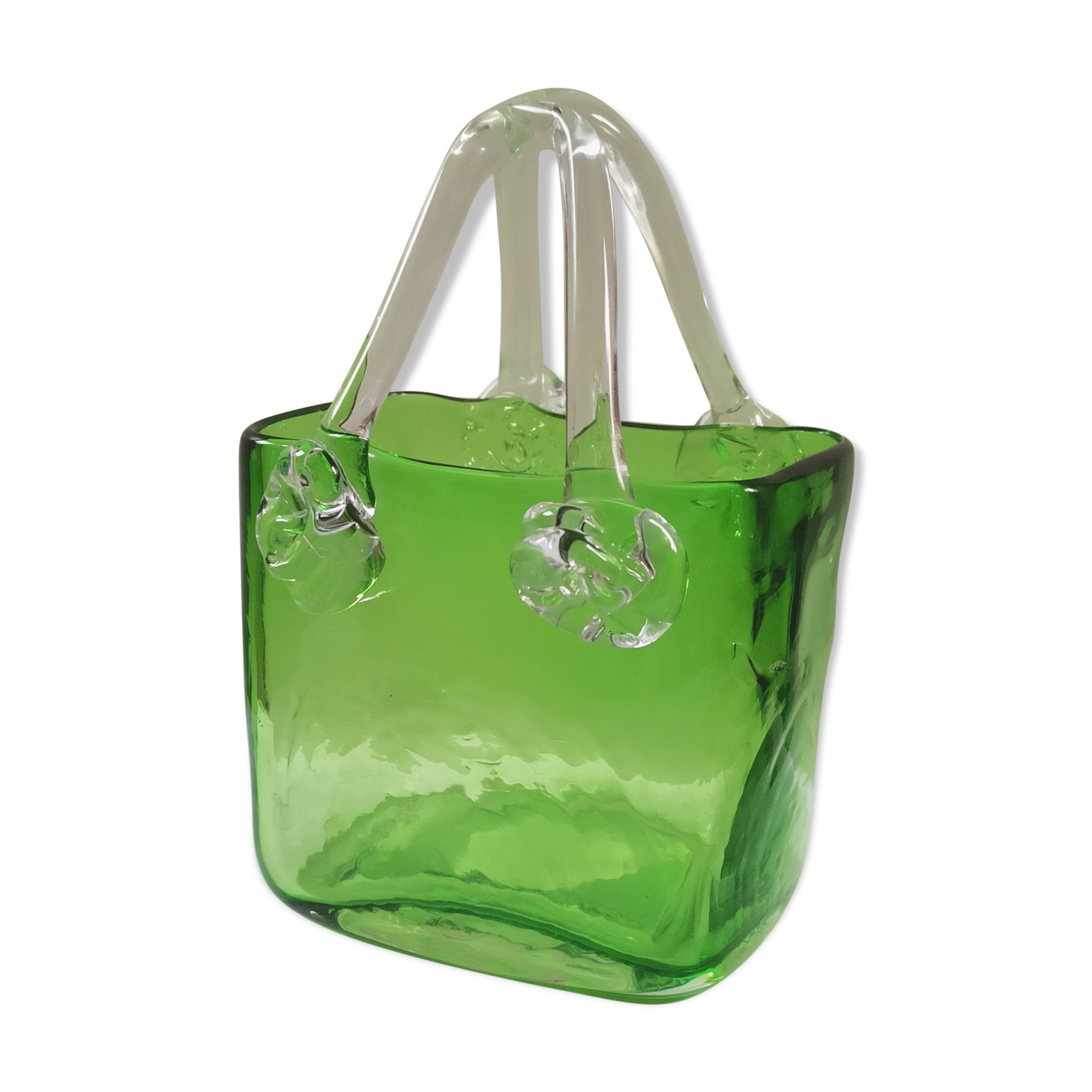 Blown glass bag vase