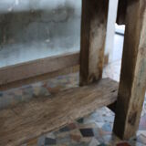 Ancient workbench in raw wood