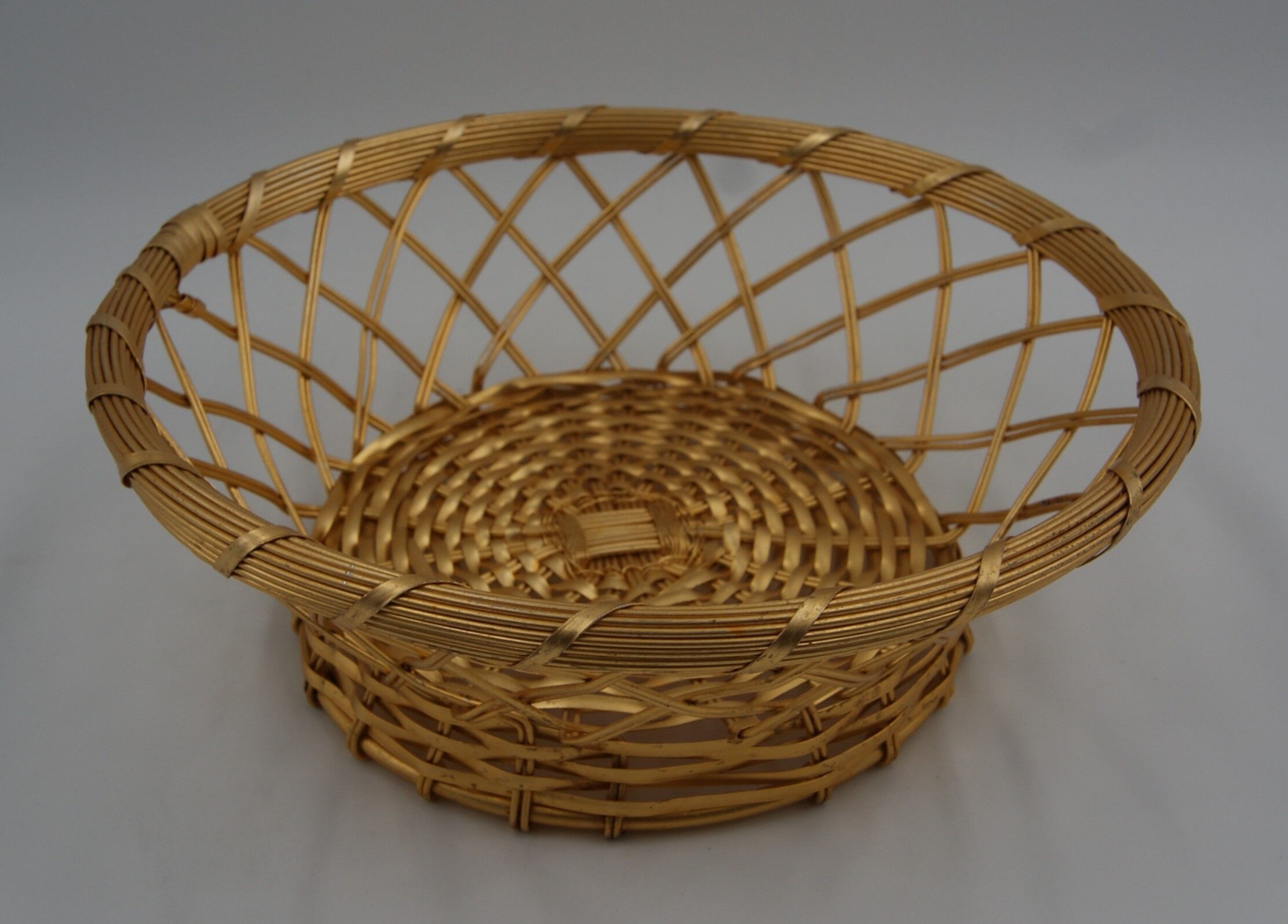 Vintage braided metal wire basket