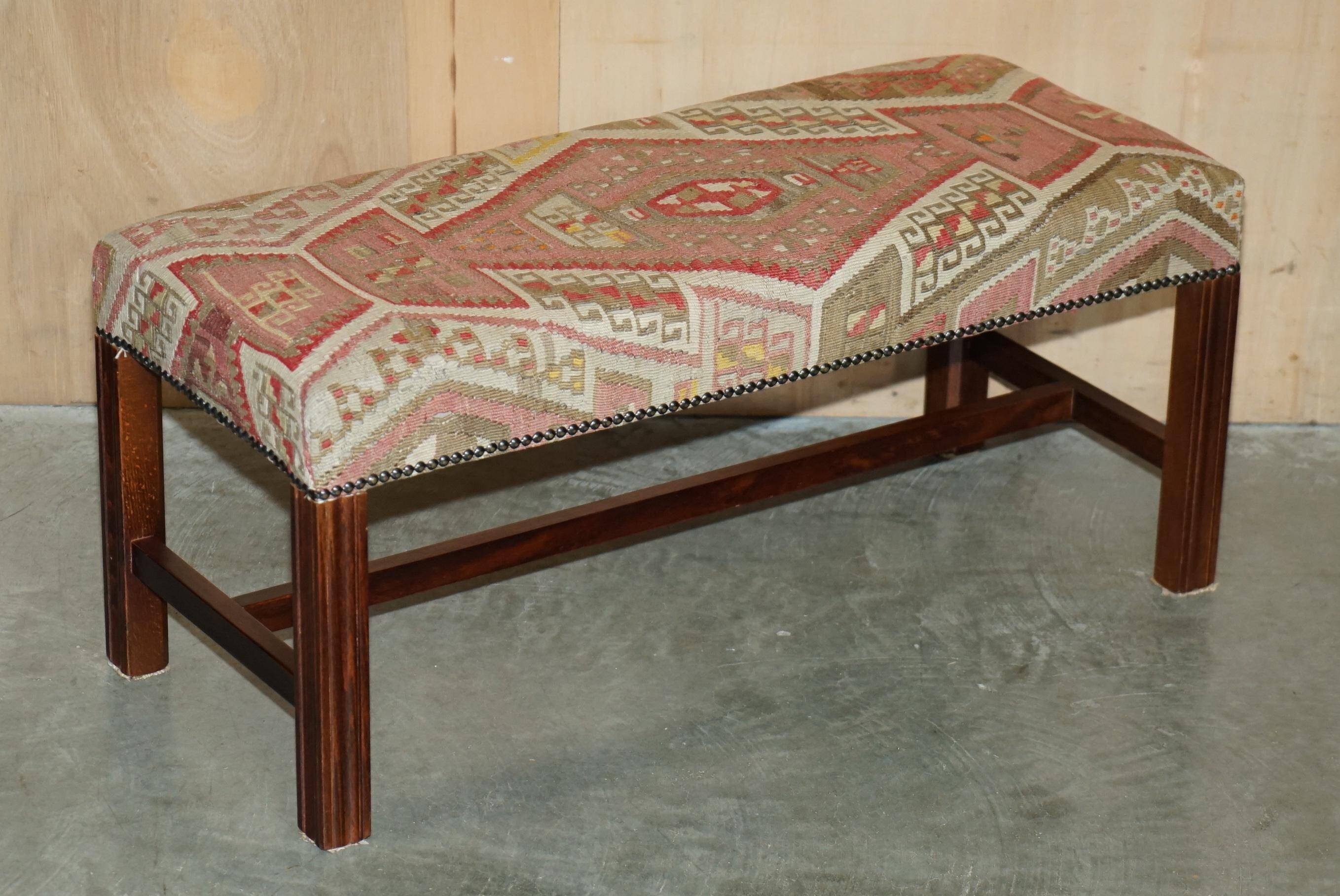 Padded footrest bench in Victorian Kilim style by George Smith
