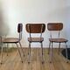 Trio of brown formica chairs 70s