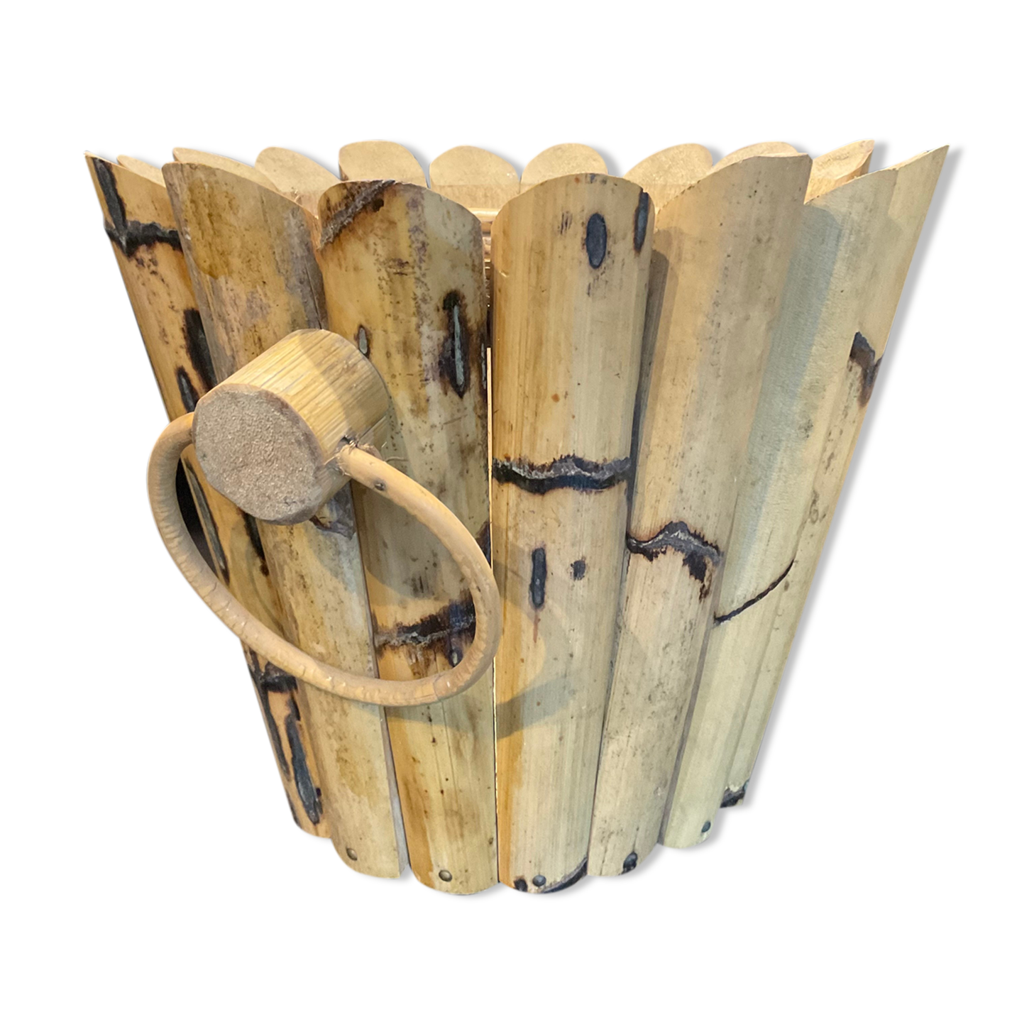 Vintage rattan pot cover D32cm