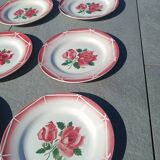 flat plates Digoin Sarreguemines Cibon – red roses decoration – vai