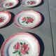 flat plates Digoin Sarreguemines Cibon – red roses decoration – vai