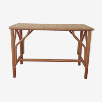 Table basse vintage en rotin tressé 31x71cm
