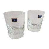 Deux verres à whisky en cristal taillé (cristallerie de haute bretagne)