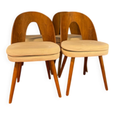 Set of 4 Mid-Century chairs in beech and beige/brown fabric by Antonín Šuman (1960s)
