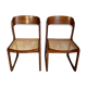 Suite of 2 vintage chairs sleigh canées Baumann 70s