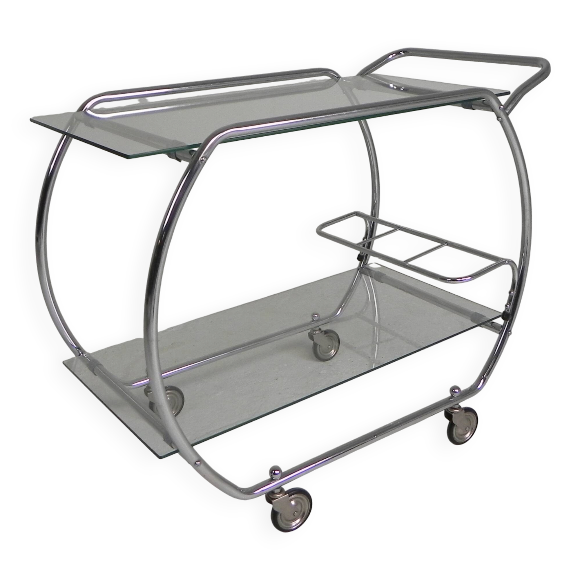 Art Deco trolley, chrome serving cart, 1950s