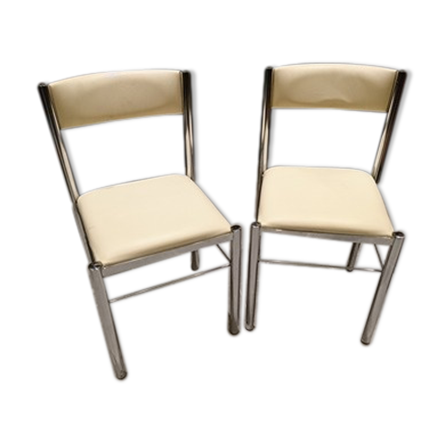 Pair of chairs Soudexvinyl vintage 60-70 leatherette chrome steel