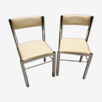 Pair of chairs Soudexvinyl vintage 60-70 leatherette chrome steel