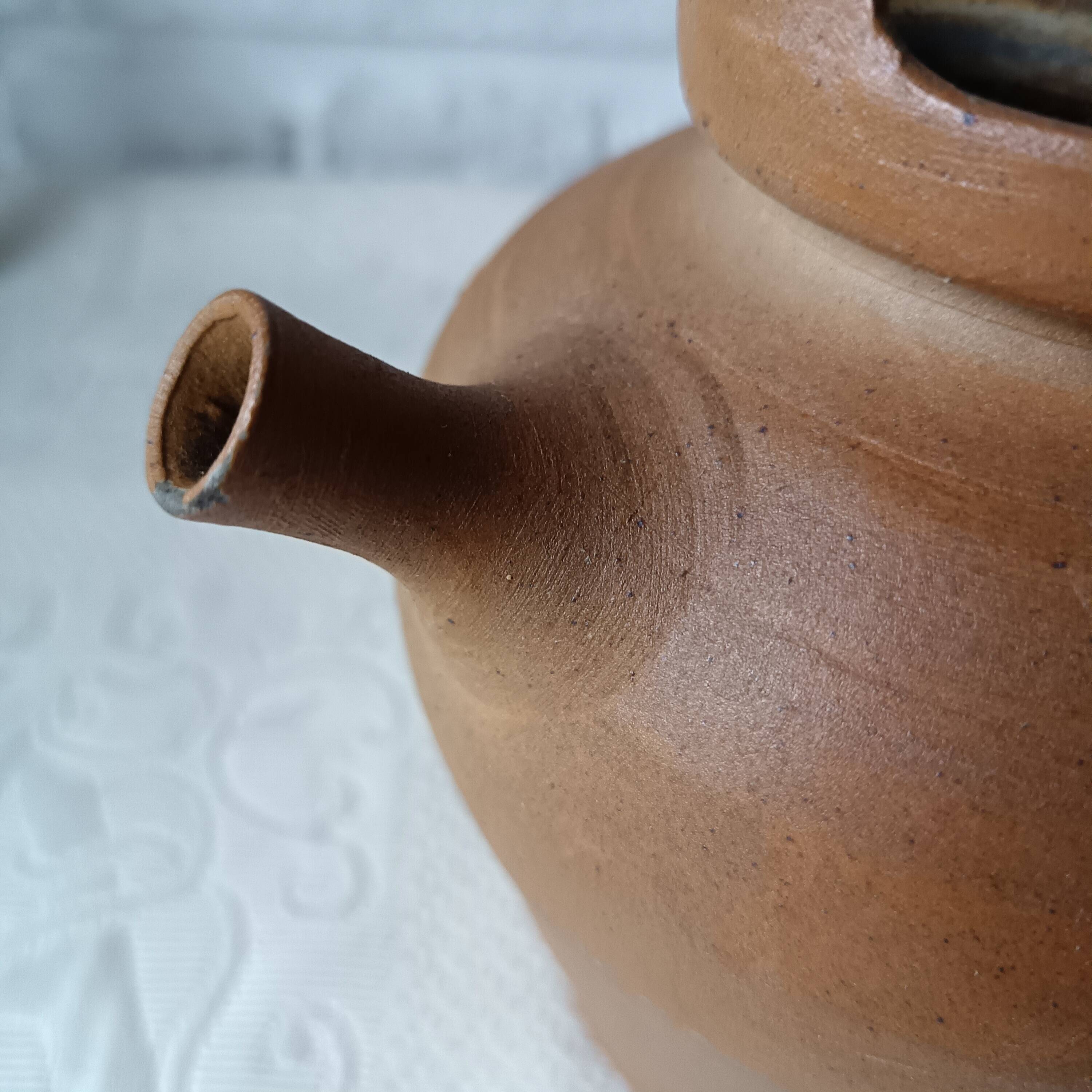 Gargoulette vintage fait main en grès marron vernissé