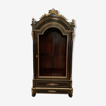 Napoleon III ceremonial showcase in black wood and gilded chiseled bronze XIX century