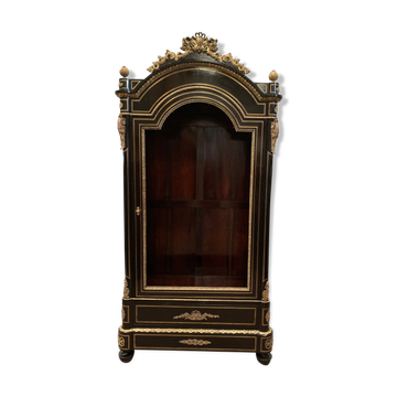 Napoleon III ceremonial showcase in black wood and gilded chiseled bronze XIX century