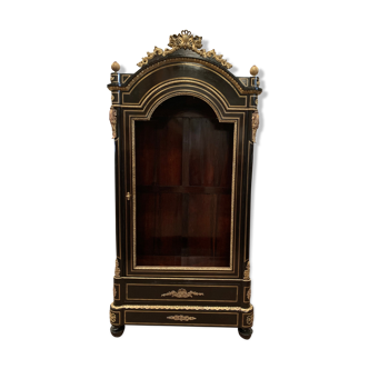 Napoleon III ceremonial showcase in black wood and gilded chiseled bronze XIX century