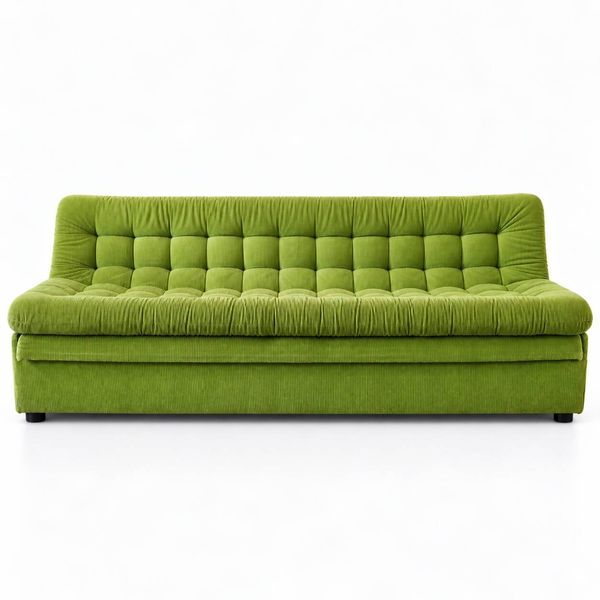 Canapé modulaire vintage des années 70, en velours côtelé vert.